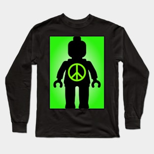 Black Minifig with Peace Symbol, Customize My Minifig Long Sleeve T-Shirt
